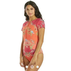 Johnny Was Lucy Wave Neoprene One Piece Floral Swimsuit NEW